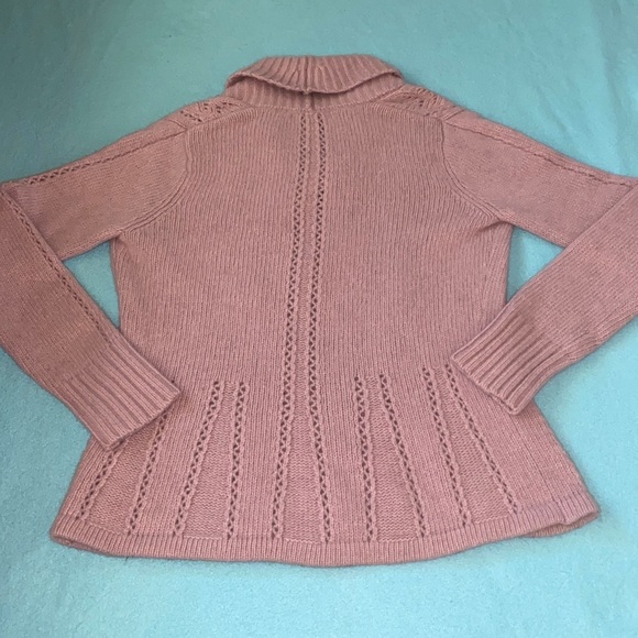 MARINA LUNA lambs wool lavender purple open front cardigan ribbon closure size L - Picture 9 of 9